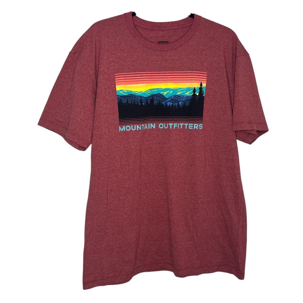 Sonoma Red "Mountain Outfitters" Graphic Short Sleeve T Shirt Size XL
